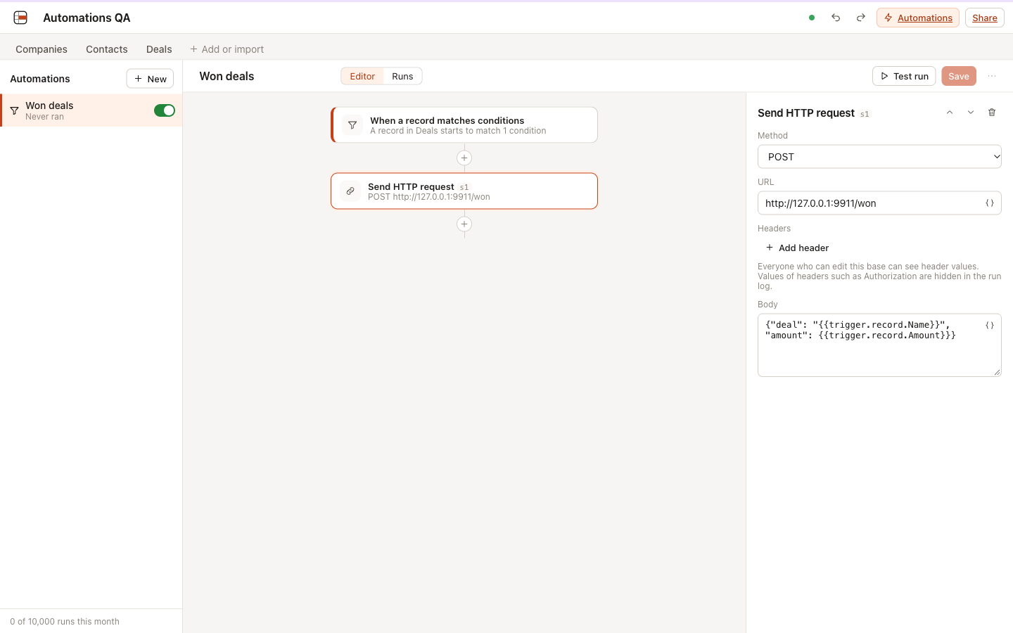 Automation editor