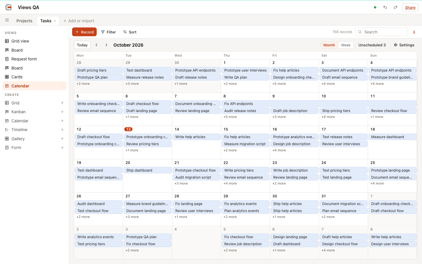 Calendar month view